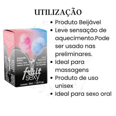 Fruit Sexy Gel Beijável - Sabor Algodão Doce 40ml - Image 7