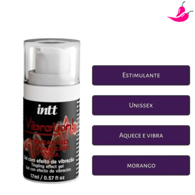 Vibration Morango Gel - Efeito de Vibração, Pulsação E Aquecimento 17Ml - Image 8